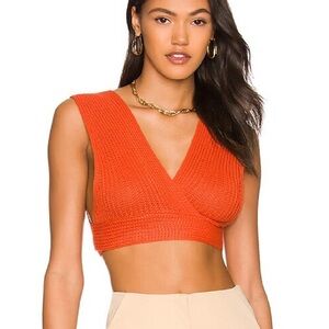Superdown Reza Orange Knit Wrap Crop Top